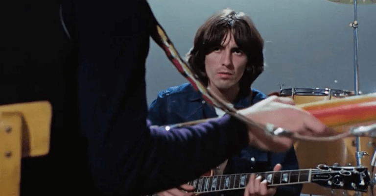 George Harrison looks glum during Get Back sessions